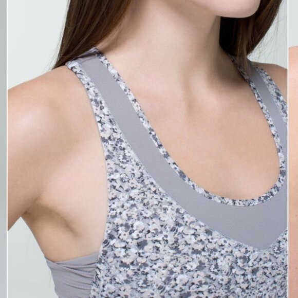 Lululemon Tone It Tank Top Bra Stretch Mesh Pocket Ruched Run Yoga Neutral Crew - Picture 9 of 16